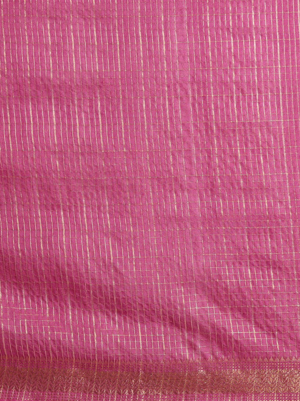 Indiehaat | Hand Dyed Kota Banarasi Silk Saree Purple