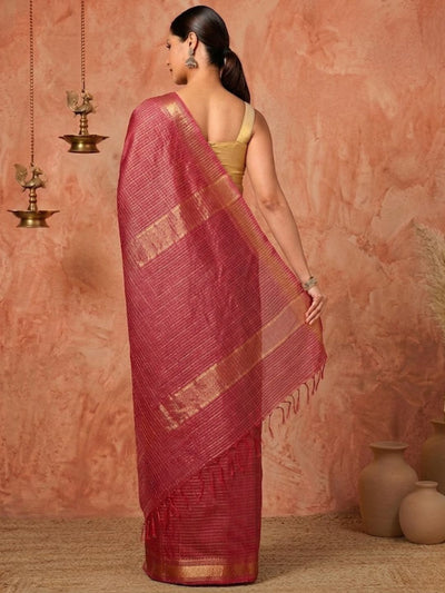 Indiehaat | Hand Dyed Kota Silk Check Saree Red