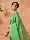 Indiehaat | Hand Dyed Kota Banarasi Silk Saree Green