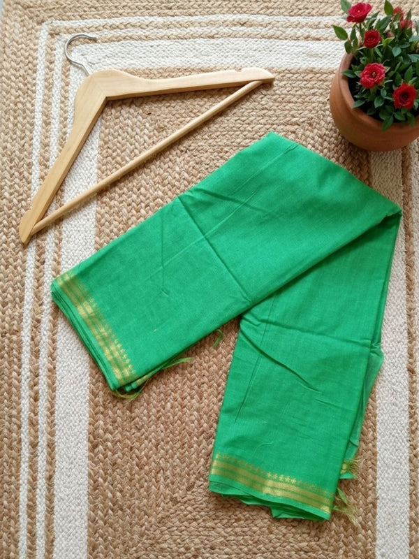 Indiehaat | Hand Dyed Kota Banarasi Silk Saree Green