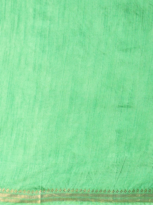 Indiehaat | Hand Dyed Kota Banarasi Silk Saree Green
