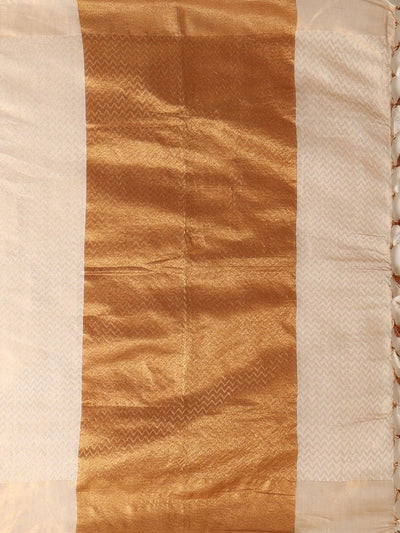 Indiehaat | Hand Dyed Kota Banarasi Silk Saree Beige