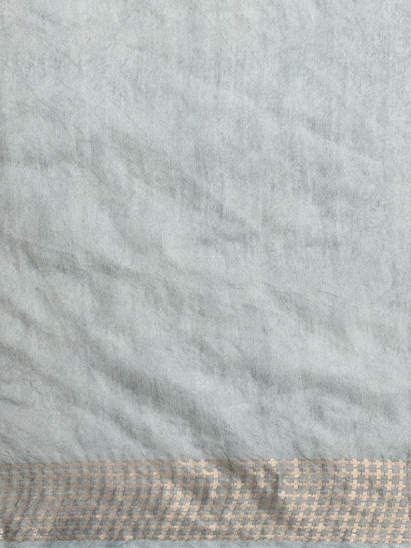 Indiehaat | Hand Dyed Kota Silk Kantha Saree Gray