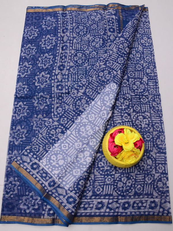 Indiehaat|Kota Doria Handloom Batik Saree Blue