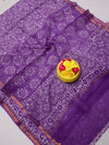 Indiehaat|Kota Doria Handloom Batik Saree Purple
