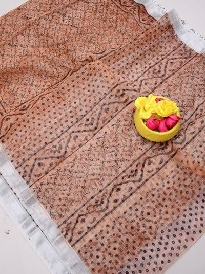 Indiehaat | Kota Doria Blockprint Saree 