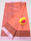 Indiehaat | Kota Doria Blockprint Saree Peach
