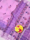 Indiehaat | Kota Doria Blockprint Saree Purple
