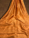 Indiehaat | Chikankari Pure Chanderi Silk Saree Orange