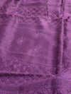 Indiehaat | Chikankari Pure Chanderi Silk Saree Violet