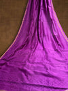 Indiehaat | Chikankari Pure Chanderi Silk Saree Purple