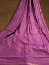 Indiehaat | Chikankari Pure Chanderi Silk Saree Purple