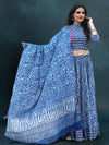 Indiehaat | Blockprinted Cotton Lehanga Choli Blue
