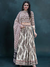 Indiehaat | Blockprinted Cotton Lehanga Choli Beige