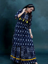 Indiehaat | Blockprint Cotton Long Kurta & Skirt Black