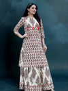 Indiehaat | Blockprint Cotton Long Kurta & Skirt Beige