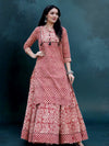 Indiehaat | Blockprint Cotton Long Kurta & Skirt Red