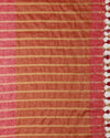 Stunning Pure Linen Striped Red & Yellow Saree