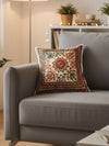 Indiehaat | Pure Cotton Multicolor Embroidered Cushion Cover