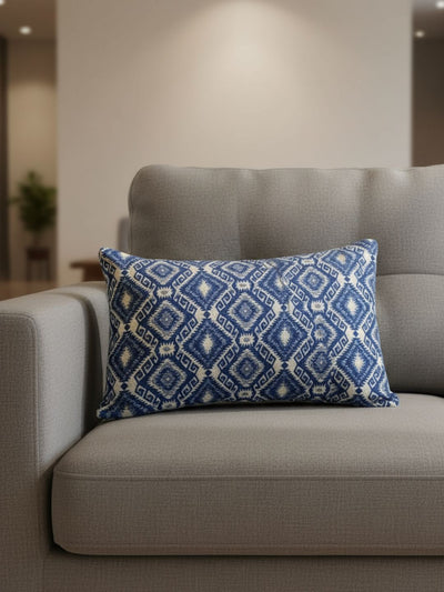 Indiehaat | Pure Cotton Jaquard Pillow Cover Blue