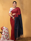 Indiehaat | Hand Dyed Khadi Cotton Saree Red