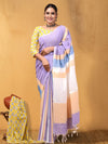 Indiehaat | Hand Dyed Khadi Cotton Saree Purple