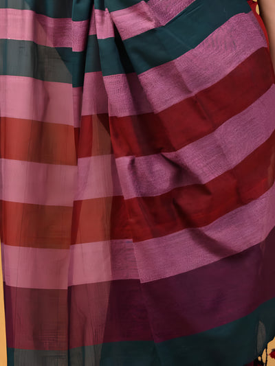 Indiehaat | Hand Dyed Khadi Cotton Saree Multicolor