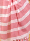 Indiehaat | Hand Dyed Khadi Cotton Saree Pink & White