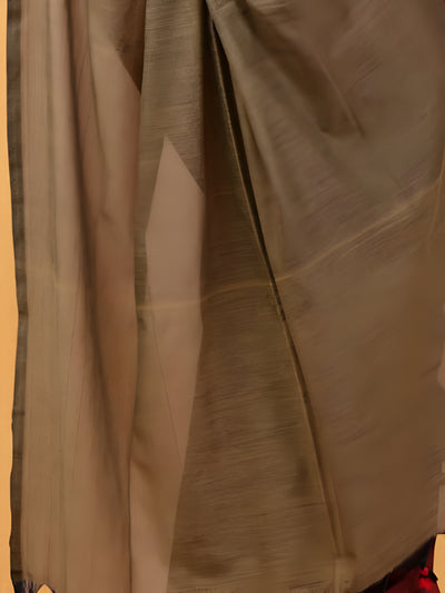 Indiehaat | Hand Dyed Khadi Cotton Saree Red