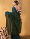 Indiehaat | Hand Dyed Khadi Cotton Saree Green