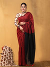 Indiehaat | Hand Dyed Khadi Cotton Saree Red