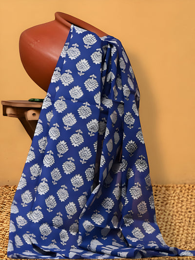 Indiehaat | Hand Dyed Khadi Cotton Saree Blue