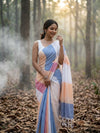 Indiehaat | Hand Dyed Khadi Cotton Saree Multicolor