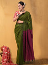Indiehaat | Hand Dyed Khadi Cotton Saree Green
