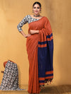 Indiehaat | Hand Dyed Khadi Cotton Saree Orange