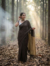 Indiehaat | Hand Dyed Khadi Cotton Saree Brown