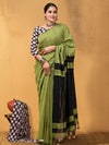 Indiehaat | Hand Dyed Khadi Cotton Saree Green
