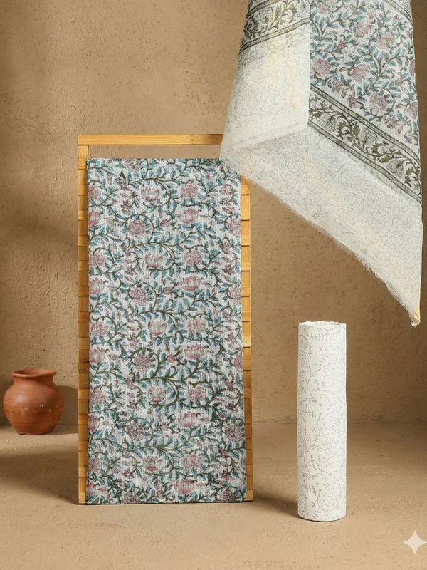 Indiehaat | Pure Kota Doria Blockprint Suit Blue