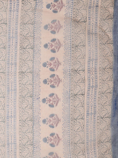 Indiehaat | Kota Doria Hand Block Print Multicolor Saree
