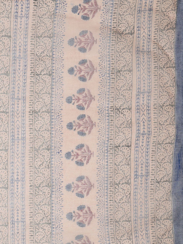 Indiehaat | Kota Doria Hand Block Print Multicolor Saree