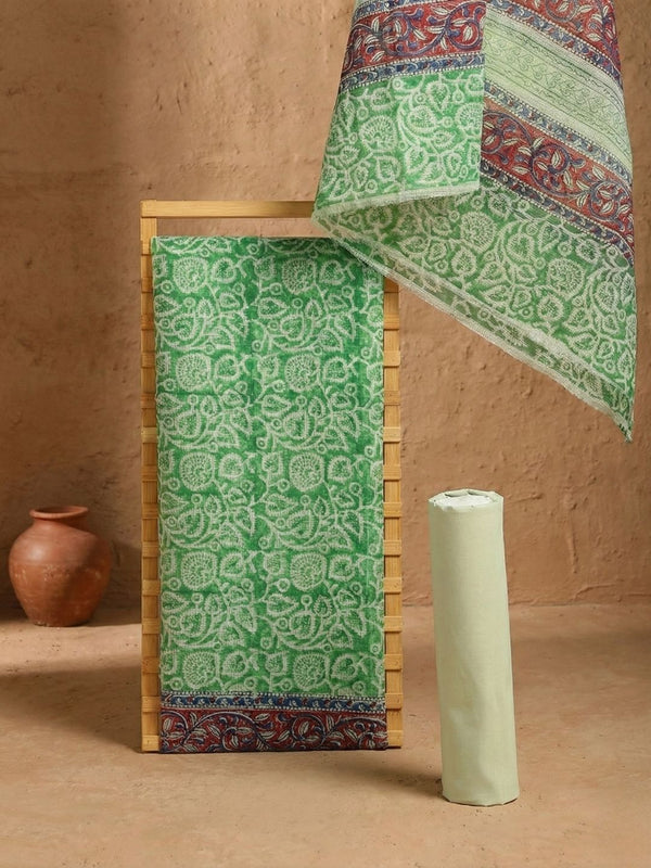 Indiehaat | Pure Kota Doria Blockprint Suit Green