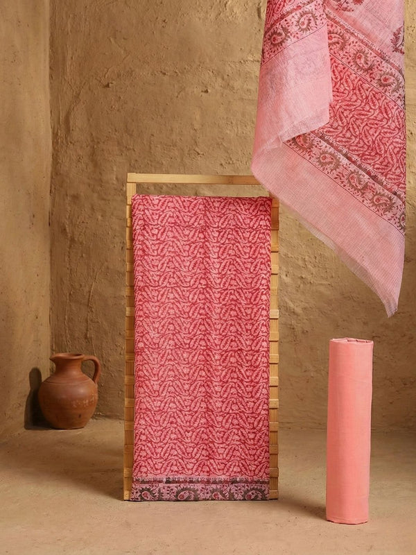 Indiehaat | Pure Kota Doria Blockprint Suit Pink