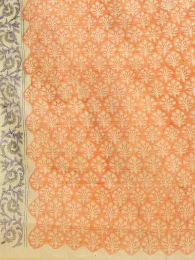 Indiehaat | Pure Kota Doria Blockprint Suit Orange