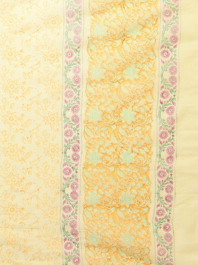 Indiehaat | Pure Kota Doria Blockprint Suit Yellow