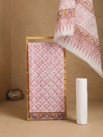 Indiehaat | Pure Kota Doria Blockprint Suit Pink