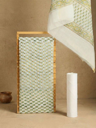 Indiehaat | Pure Kota Doria Blockprint Suit Green