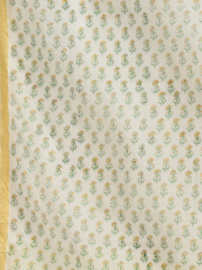 Indiehaat | Pure Kota Doria Blockprint Suit Green