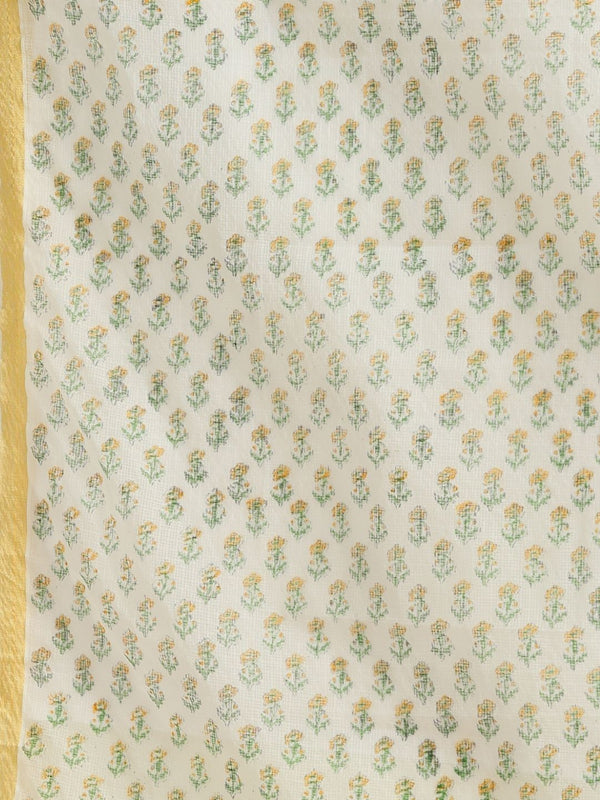 Indiehaat | Pure Kota Doria Blockprint Suit Green