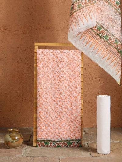 Indiehaat | Pure Kota Doria Blockprint Suit Orange