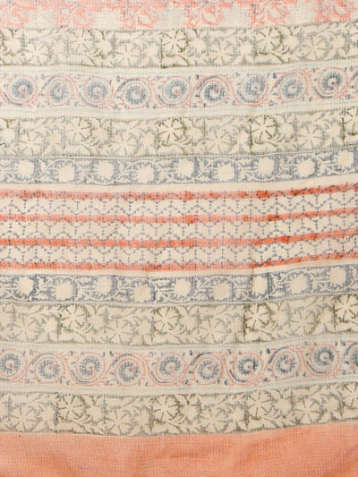 Indiehaat | Kota Doria Hand Block Print Multicolor Saree